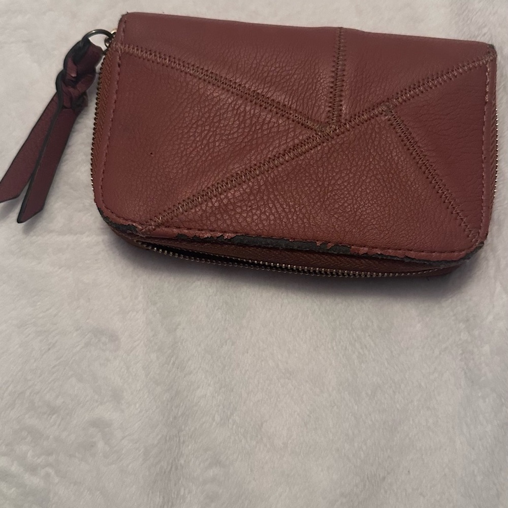 Universal Thread Brown Zip-Around Leather Card Wa… - image 2